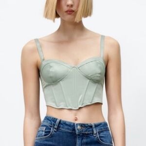 Zara Satin Cropped Corset Braw Top